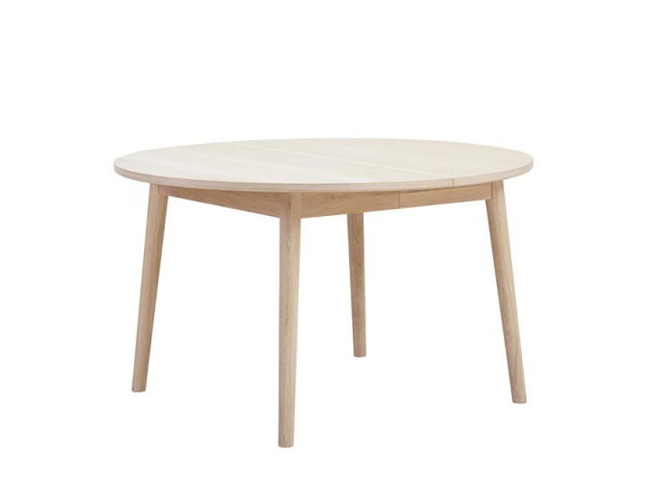 Table de repas scandinave ronde, à rallonges, modèle 122, 6/10 pers.