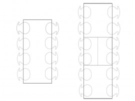 Extendable dining table model 700, 6/12 seats