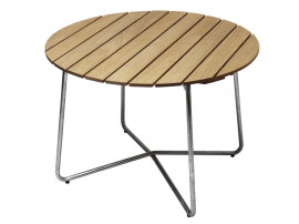 Table de repas scandinave d'extérieur modèle A9, Ø 100 cm. Structure en acier galvanisé. 