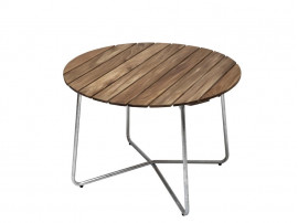 Table de repas scandinave d'extérieur modèle A9, Ø 100 cm. Structure en acier galvanisé. 