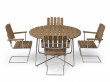 Table de repas scandinave d'extérieur modèle A9, Ø 100 cm. Structure en acier galvanisé. 