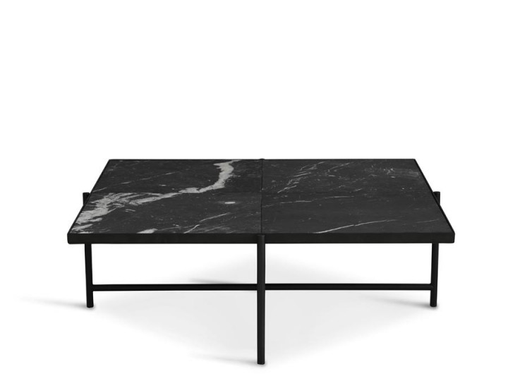 Carrare marble coffee table 90 cm. Black frame. 