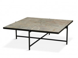 Carrare marble coffee table 90 cm. Black frame. 