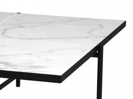 Carrare marble coffee table 90 cm. Black frame. 