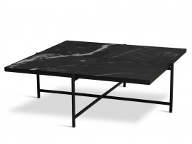 Carrare marble coffee table 90 cm. Black frame. 