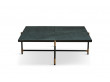 Carrare marble coffee table 90 cm.  Black frame with brass. 