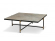 Carrare marble coffee table 90 cm.  Black frame with brass. 