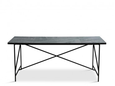 Carrare marble dining table 185 cm. Black frame. 