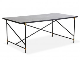 Carrare marble dining table 185 cm.  Black frame with brass. 