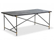 Carrare marble dining table 185 cm.  Black frame with brass. 