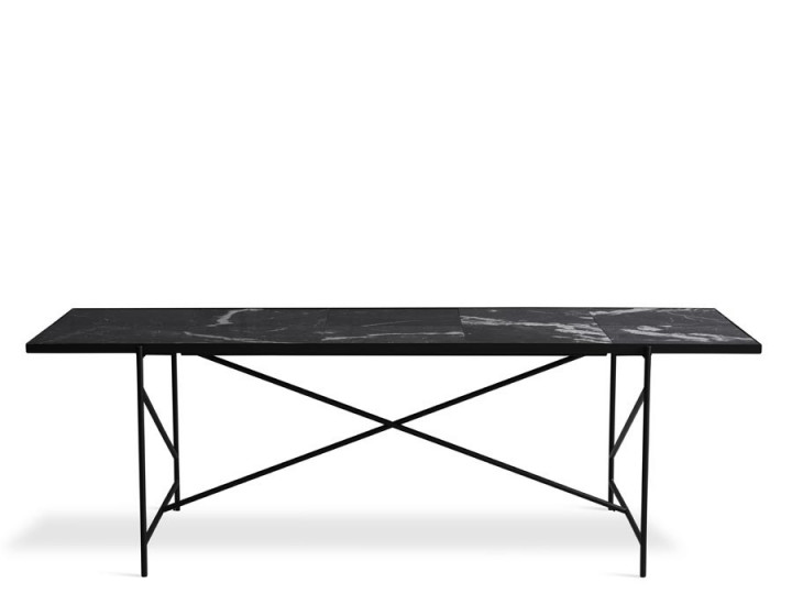 Carrare marble dining table 230 cm. Black frame. 