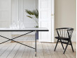 Carrare marble dining table 230 cm.  Black frame with brass. 