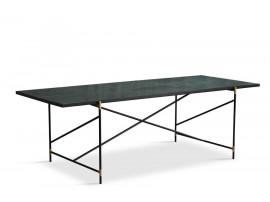 Carrare marble dining table 230 cm.  Black frame with brass. 