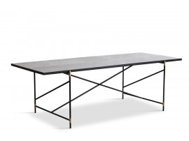 Carrare marble dining table 230 cm.  Black frame with brass. 