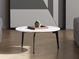 Table basse scandinave modèle Laser Marble Ø 70 cm