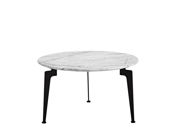 Table basse scandinave modèle Laser Marble Ø 70 cm