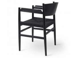 Fauteuil scandinave modèle Nestor, noir et corde. 