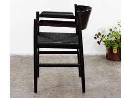 Fauteuil scandinave modèle Nestor, noir et corde. 