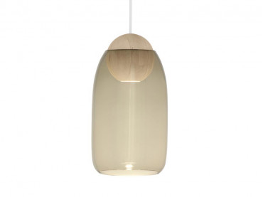 Suspension scandinave modèle Liuku Ball. Abat-jour en verre fumé. 