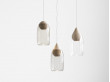 Suspension scandinave modèle Liuku Drop. Abat-jour en verre transparent. 