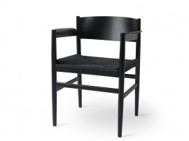 Fauteuil scandinave modèle Nestor, noir et corde. 