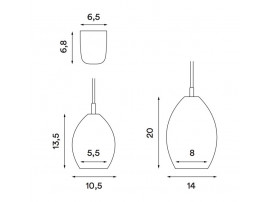 Suspension scandinave modèle Unika. Petite. Verre fumé