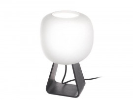 Table lamp in black laquered oak and opal glass model Toad by Timo Niskanen