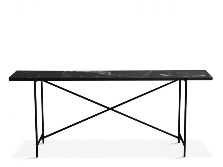 Console scandinave en marbre de Carrare. Structure noire. 