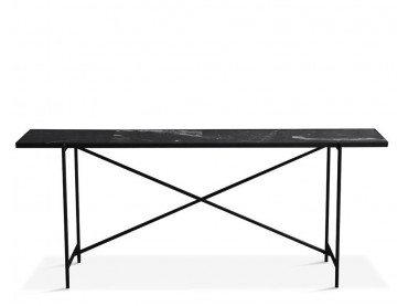 Console scandinave en marbre de Carrare. Structure noire. 