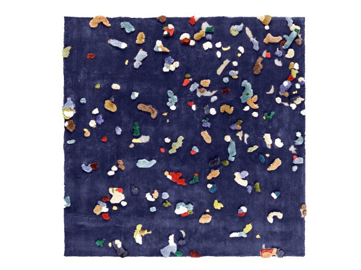 Tapis scandinave modèle Chaos Bleu marine 2 dimensions