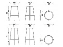 Revolver bar stool. 65 cm ou 75 cm 