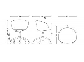 Fauteuil de bureau à roulettes et hauteur réglable About A Chair AAC 53 tapissée