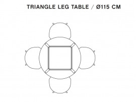 Table de repas scandinave Triangle Leg Ø 115 cm 4/6 pers
