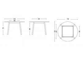 Table de repas scandinave Triangle Leg Ø 115 cm 4/6 pers