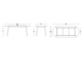 Table de repas scandinave Triangle Leg 200 cm, 6/8 pers
