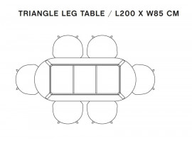 Table de repas scandinave Triangle Leg 200 cm, 6/8 pers