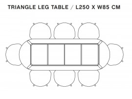 Table de repas scandinave Triangle Leg 250 cm 8/10 pers