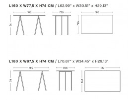 Table de repas ou de travail Loop Stand. 4 dimensions. 6 à 12 pers.