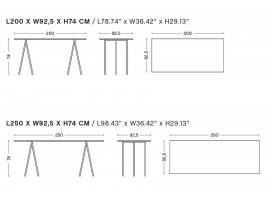 Table de repas ou de travail Loop Stand. 4 dimensions. 6 à 12 pers.