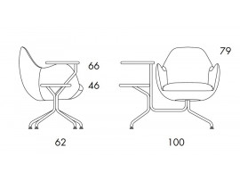 Fauteuil de conférence scandinave modèle Wilmer O58CT à Tablettes