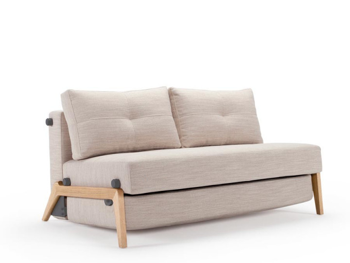 Canapé-lit convertible scandinave modèle Kub Wood 140. 