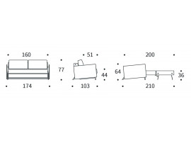 Kub Wood 160  sofa bed, with arms