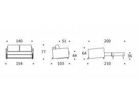 Kub Wood 140  sofa bed with arms