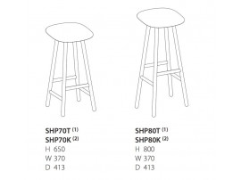 Shell 70T barstool 65cm ou 80cm