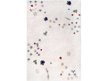 Tapis scandinave, noué à la main, modèle Fleur blanc. 3 tailles