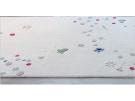 Tapis scandinave, noué à la main, modèle Fleur blanc. 3 tailles