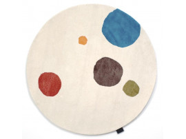 Custom hand tufted  Mr Dottie round rug. 