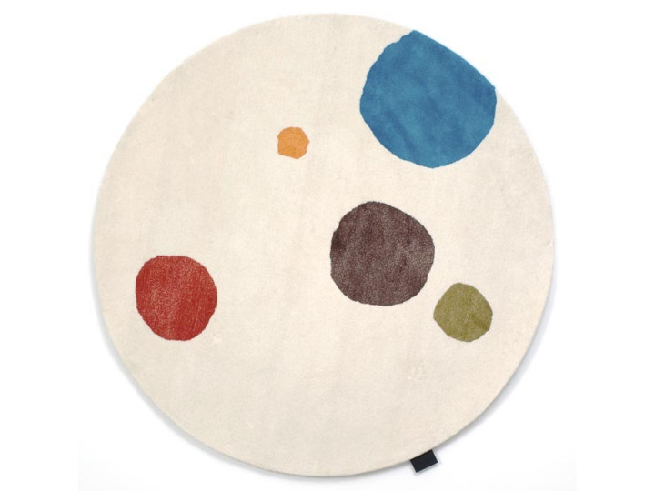 Custom hand tufted  Mr Dottie round rug. 