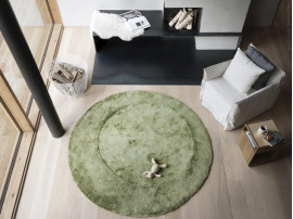 Tapis scandinave rond sur mesure, tufté à la main, modèle Trace