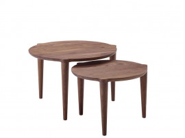 Table basse scandinave Orbit round Wood. 3 Ø, 3 hauteurs